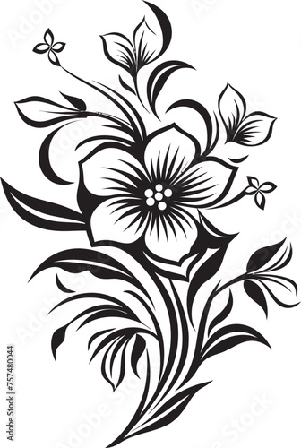 Fototapeta Naklejka Na Ścianę i Meble -  Blooming Brilliance Expressive Flower Vector Black Logo Design Floral Fantasy Whimsical Blooms in Vector Black Logo Icon