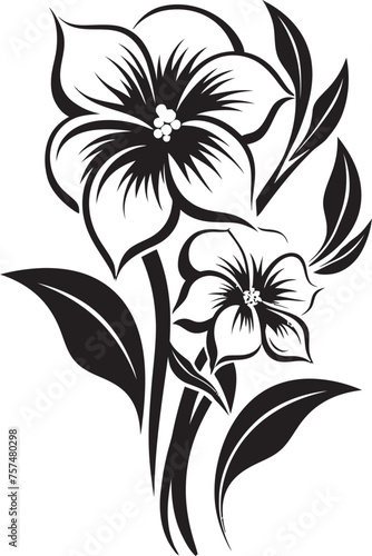 Fototapeta Naklejka Na Ścianę i Meble -  Blooming Inspiration Inspiring Blooming Flower Vector Black Logo Harmonious Garden Balanced Vector Black Logo Icon with Blooming Flowers