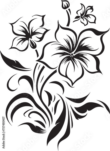 Botanic Brilliance Captivating Blooming Flower Vector Black Logo Garden Glamour Luxurious Blooming Flower Vector Black Logo Icon