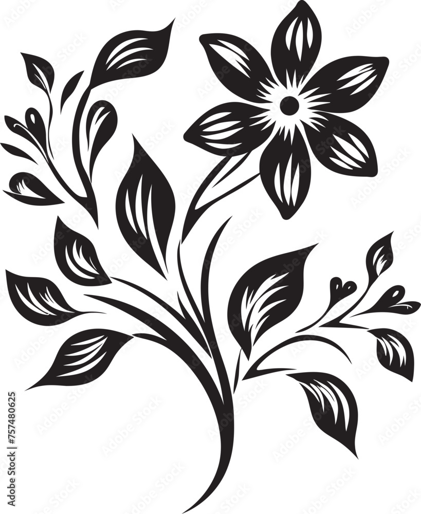 Garden of Dreams Whimsical Vector Black Logo Icon with Blooming Flowers Blooming Artistry Masterful Blooming Flower Vector Black Logo