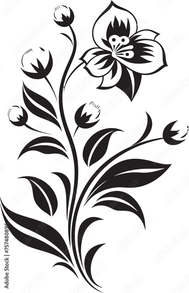 Garden Grace Tranquil Flower Vector Black Logo Design Blossoming Brilliance Vibrant Blooms in Vector Black Logo Icon