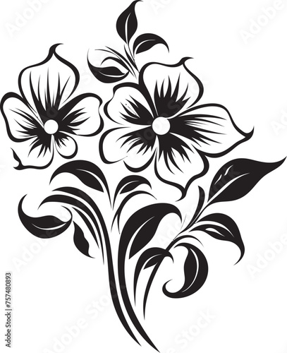 Fototapeta Naklejka Na Ścianę i Meble -  Floral Flourish Spirited Blooms in Vector Black Logo Icon Garden Grace Tranquil Flower Vector Black Logo Design