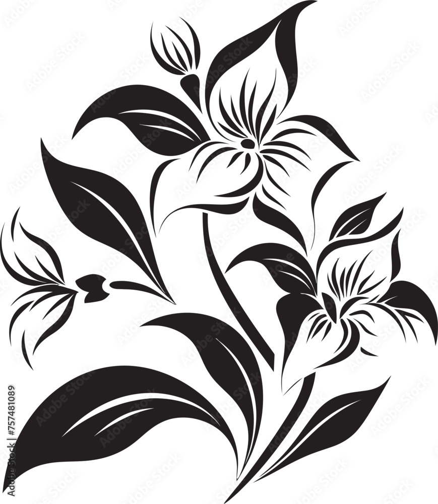 Obraz premium Floral Fantasia Whimsical Blooms in Vector Black Logo Icon Petals of Power Strong Flower Vector Black Logo Design