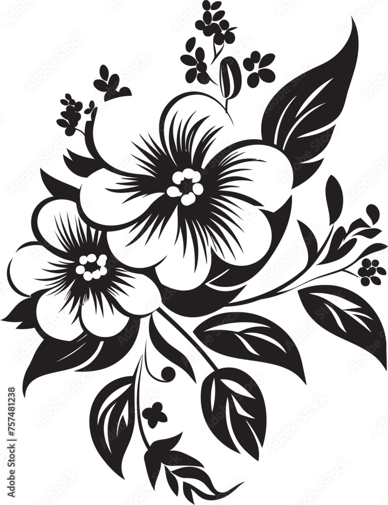 Botanical Beauty Natural Flower Vector Black Logo Design Blossoming Brilliance Radiant Blooms in Vector Black Logo Icon