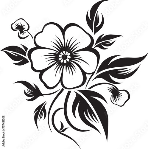Garden Grace Tranquil Flower Vector Black Logo Design Blossoming Brilliance Vibrant Blooms in Vector Black Logo Icon