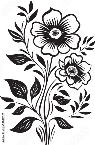 Floral Flourish Spirited Blooms in Vector Black Logo Icon Garden Grace Tranquil Flower Vector Black Logo Design