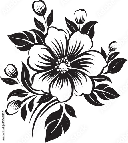 Burgeoning Beauty Lively Flower Vector Black Logo Design Natures Palette Colorful Blooms in Vector Black Logo Icon