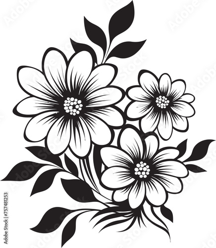Garden Glamour Elegant Flower Vector Black Logo Icon Blooming Bouquet Beautiful Blooms in Vector Black Logo Design