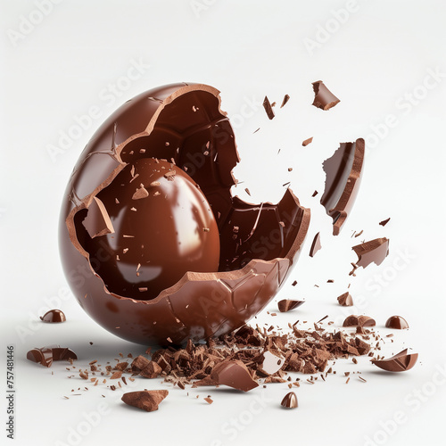 broken easter egg chocolate filled with creamy chocolate
