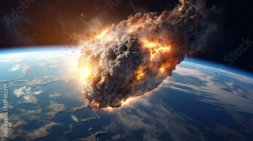 Asteroid enters earth atmosphere.