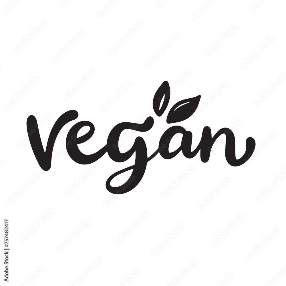 Vegan Text Banner isolated on transparent background. Hand drawn vector art.