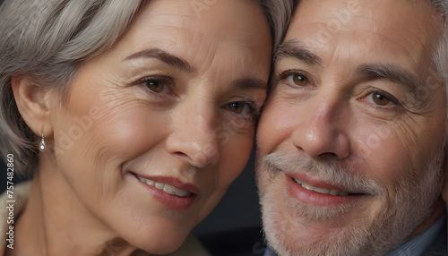Happy Elderly seniors couple in love close-up image 