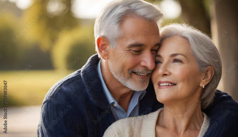 Happy Elderly  seniors couple in love close-up image 
