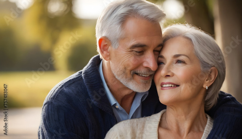 Happy Elderly  seniors couple in love close-up image 