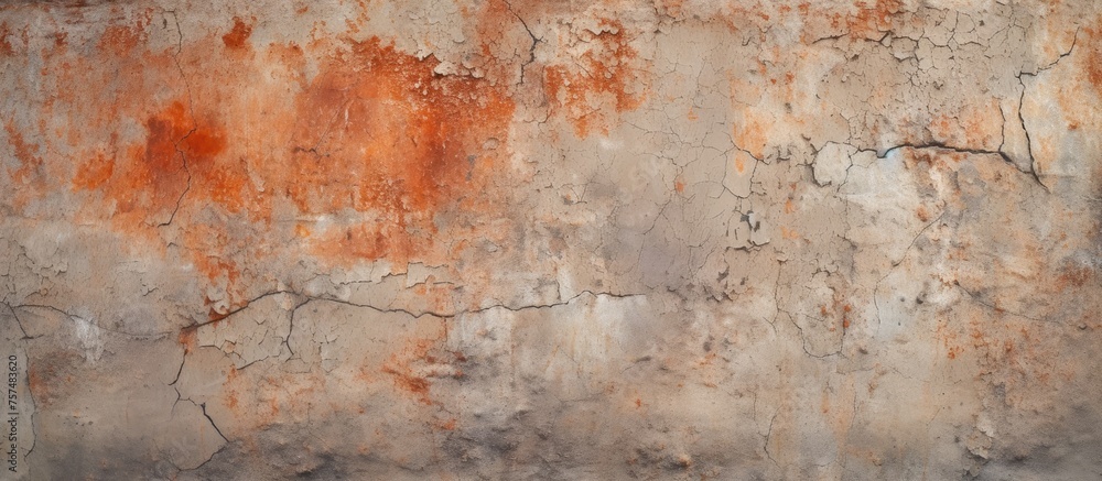 A closeup of a rectangular concrete wall covered in rust, resembling a piece of art in the natural landscape. The brown hues mimic wood flooring