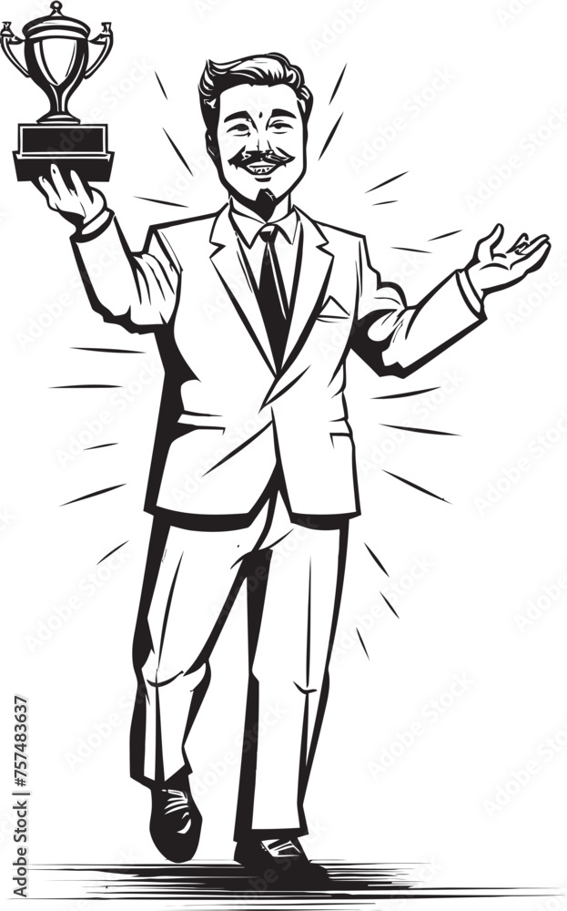 Achievement Excellence Businessman with Trophy Vector Black Logo Design Corporate Champion Trophy Holding Businessman Vector Black Logo Icon Achievement Excellence Businessman with Trophy Vector Black Logo Design Corporate Champion Trophy Holding Businessman Vector Black Logo Icon