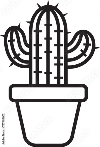 Spiky Sophistication Cactus Pot Vector Emblem Prickly Panache Cactus Pot Black Logo