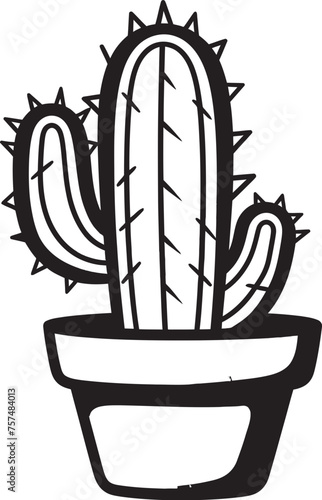Prickly Panache Cactus Pot Black Logo Arid Aura Cactus Pot Vector Icon Design