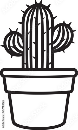 Prickly Panache Cactus Pot Black Logo Arid Aura Cactus Pot Vector Icon Design