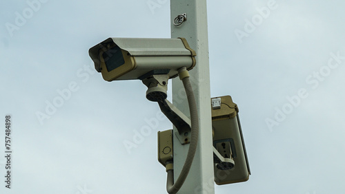 Surveillance cameras installed on poles