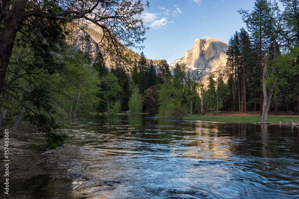 Merced river with half dome