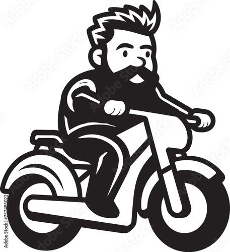 Pedal Pro Cartoon Man Riding Bike Black Logo Design Pedal Prowess Cartoon Man on Bike Vector Logo