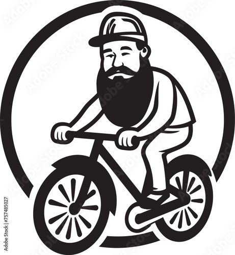 Pedal Prowess Cartoon Man on Bike Vector Logo Bike Bonanza Cartoon Man Riding Bike Black Icon Design