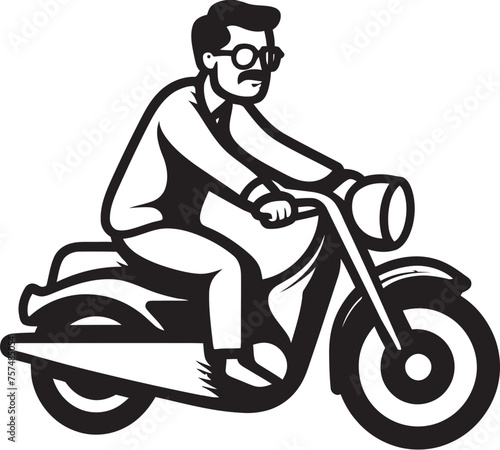 Cycle Explorer Cartoon Man Riding Bike Logo Design Bike Bound Cartoon Man on Bike Vector Symbol