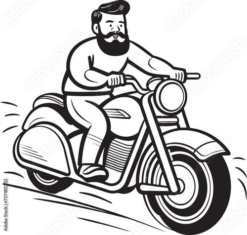 Bicycle Bonanza Cartoon Man on Bike Vector Emblem Design Cycle Explorer Cartoon Man Riding Bike Black Icon Icon
