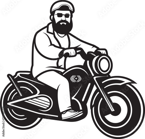 Pedal Pursuit Cartoon Man Riding Bike Black Logo Emblem Bike Bliss Cartoon Man on Bike Vector Icon Symbol