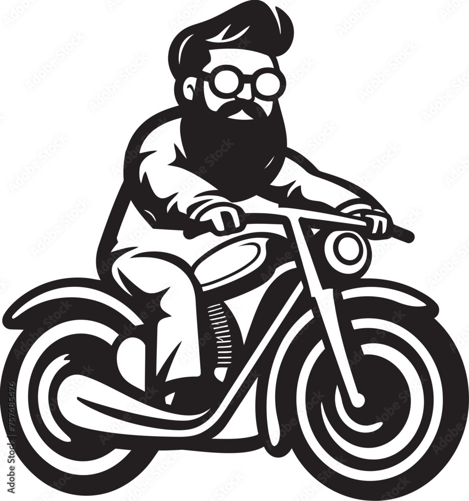 Obraz premium Cycling Conquest Cartoon Man Riding Bike Black Logo Icon Bicycle Blast Cartoon Man on Bike Vector Symbol Symbol