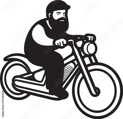 Bicycle Bonanza Cartoon Man on Bike Vector Symbol Symbol Cycle Explorer Cartoon Man Riding Bike Black Logo Design