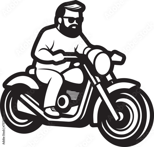 Cycling Crusade Cartoon Man Riding Bike Black Emblem Icon Bicycle Bonanza Cartoon Man on Bike Vector Symbol Symbol