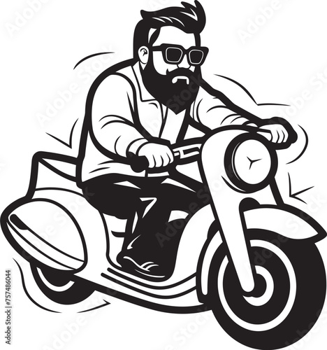 Pedal Perfection Cartoon Man on Bike Black Icon Cycling Freedom Cartoon Man Riding Bike Logo Design