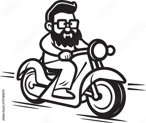 Bicycle Adventure Cartoon Man Riding Bike Black Emblem Emblem Cycle Excursion Cartoon Man on Bike Vector Logo Design