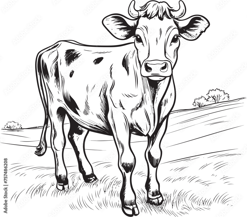 Cartoon Cow Capers Coloring Page Vector Icon Coloring Adventures Cartoon Cow Black Emblem