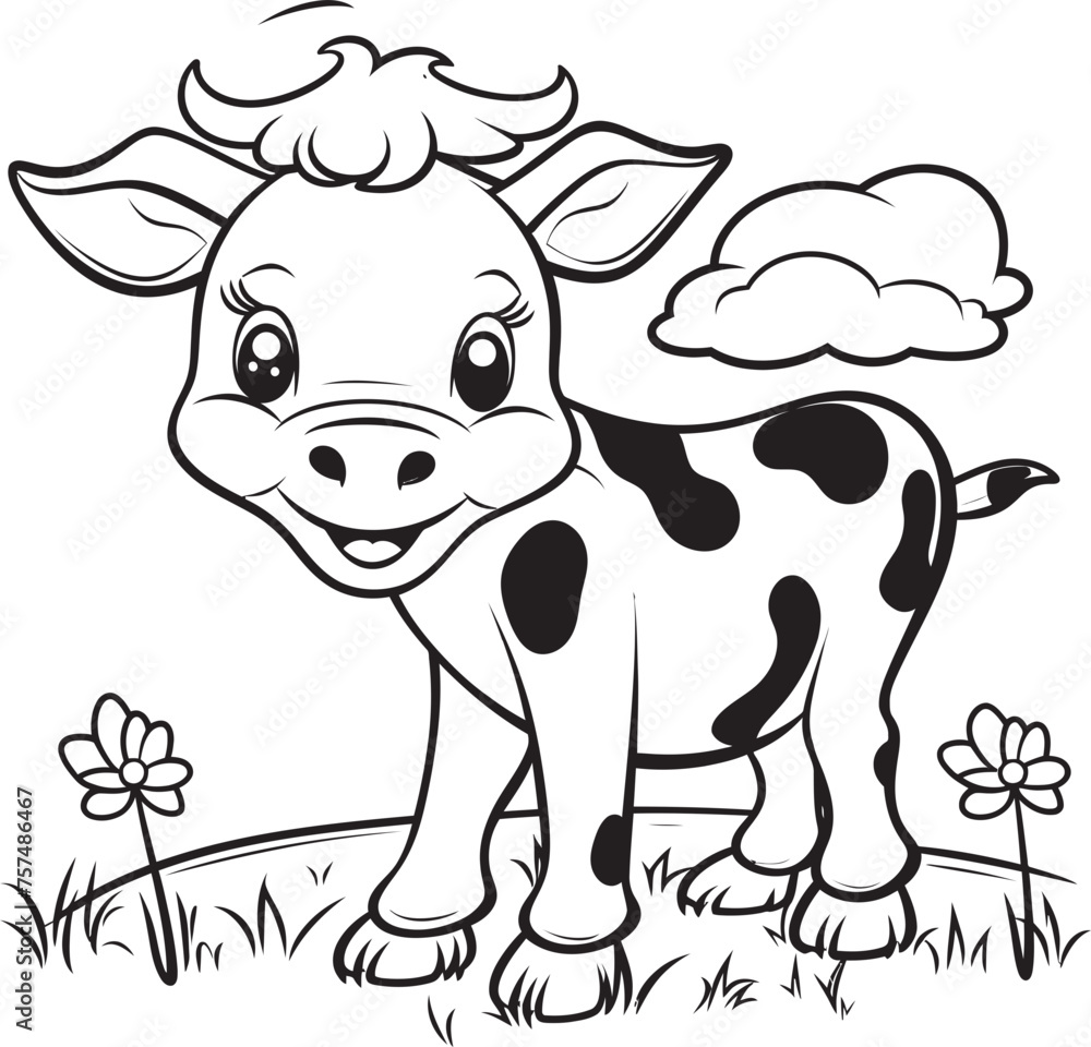 Cartoon Cow Creations Coloring Vector Design Coloring Bonanza Cartoon Cow Black Logo Design