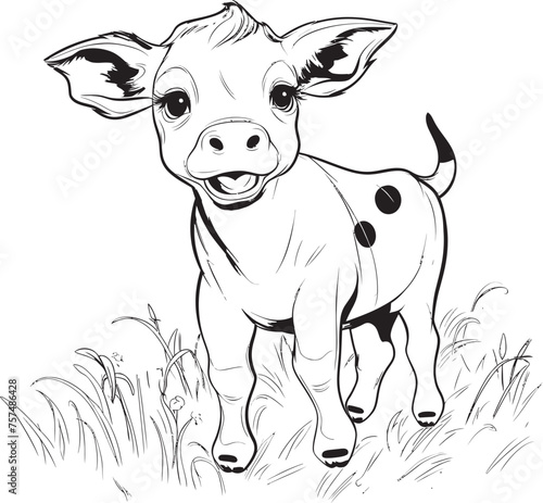 Moo Masterpiece Cartoon Cow Vector Icon Emblem Coloring Carnival Cartoon Cow Black Emblem Design