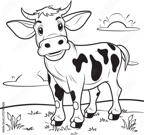 Coloring Bonanza Cartoon Cow Page Icon Emblem Bovine Bonanza Cartoon Cow Vector Logo Design