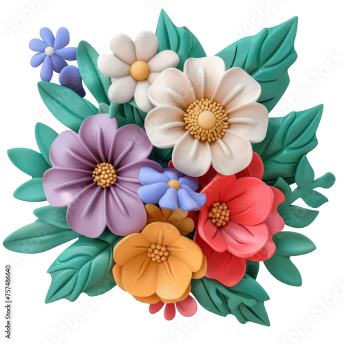 Bouquet of flowers isolated on transparent background