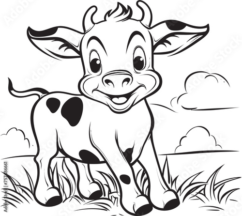 Moo tastic Moments Cartoon Cow Page Emblem Icon Coloring Fun Cartoon Cow Vector Logo Design