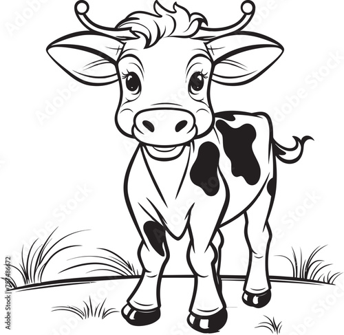 Whimsical Moo Cartoon Cow Page Logo Design Coloring Capers Cartoon Cow Vector Emblem Emblem