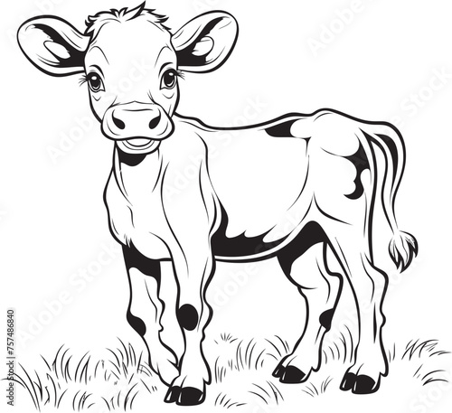 Bovine Bonanza Black Icon Design Coloring Bliss Cartoon Cow Page Emblem