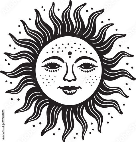 Radiant Rejoicing Hand Drawn Cartoon Black Icon Sunny Smiles Hand Drawn Sun with Face Cartoon Logo