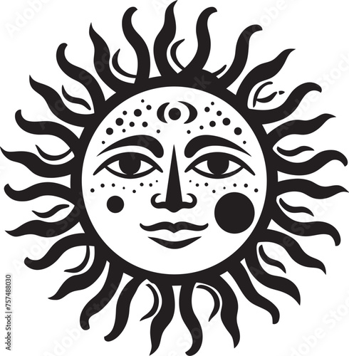 Sunny Spark Hand Drawn Sun Black Emblem Beaming Brightness Cartoon Black Logo Icon