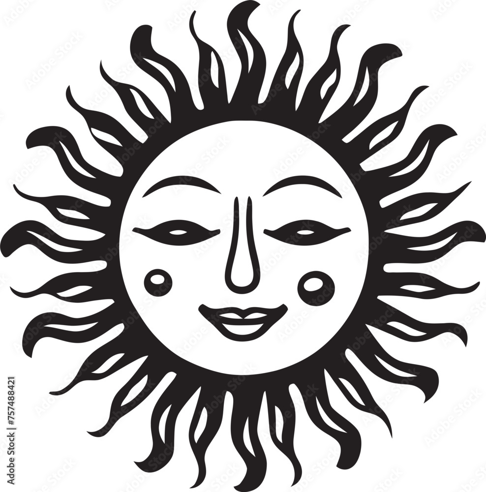 Radiant Rejoicing Hand Drawn Cartoon Black Icon Cheery Sunshine Cartoon Sun with Face Vector Logo Radiant Rejoicing Hand Drawn Cartoon Black Icon Cheery Sunshine Cartoon Sun with Face Vector Logo