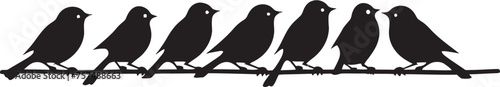 Chatter Charm Cute Birds on Wire Cartoon Emblem Design Sunny Serenade Black Logo with Cartoon Birds on Wire