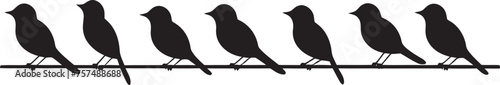 Avian Adventure Cute Birds on Wire Cartoon Icon Design Chirpy Charisma Black Logo with Cartoon Birds on Wire