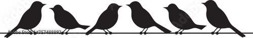 Perched Pals Cute Bird Cartoon Logo Emblem Chirpy Charisma Cartoon Birds on Wire Vector Emblem
