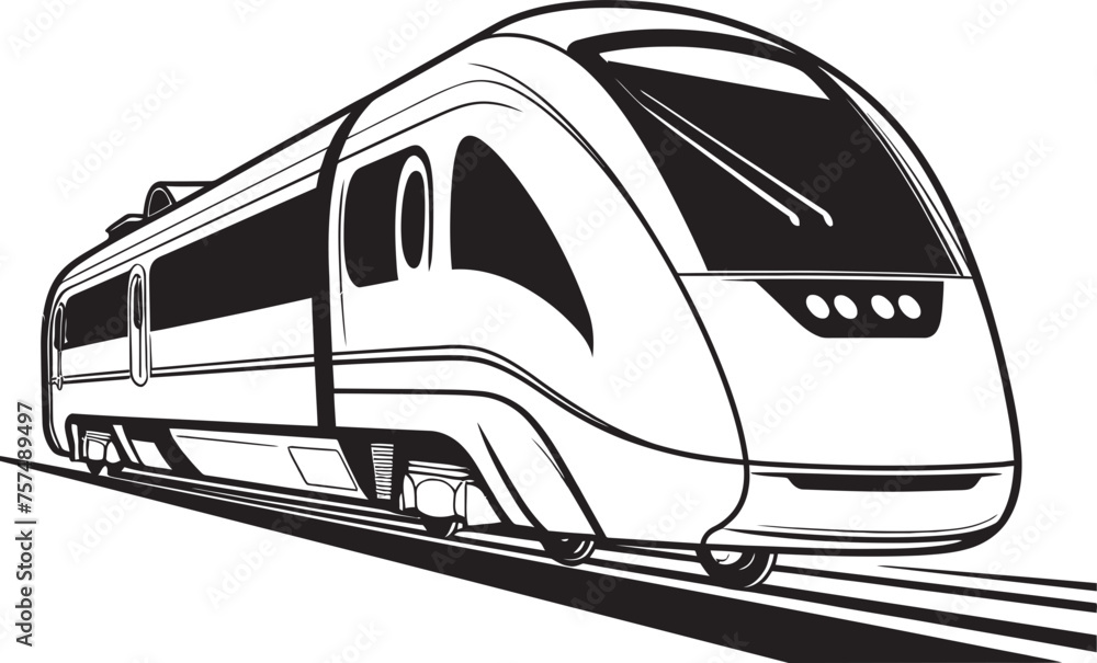 Fototapeta premium Express Zoom Streamlined Vector Emblem for Speedy Train Fleet Flash Dynamic Black Logo with Bullet Train